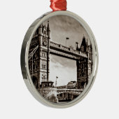 Sepia London Tower Bridge Metalen Ornament (Rechts)