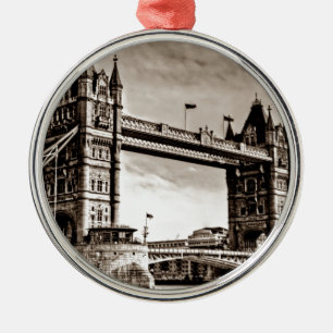  Sepia London Tower Bridge Metalen Ornament