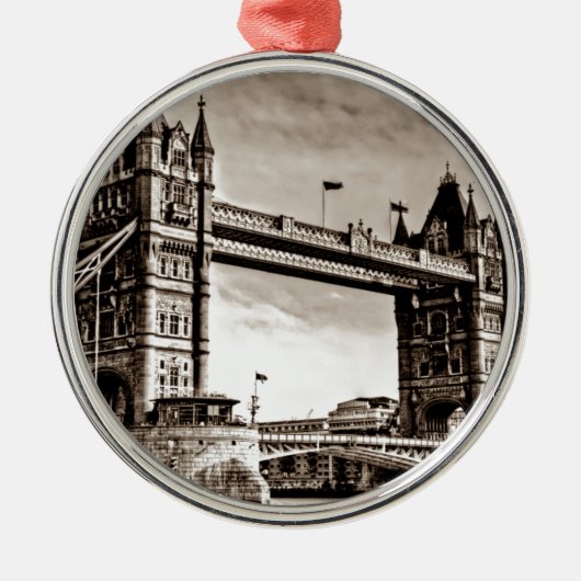 Sepia London Tower Bridge Metalen Ornament (Voorkant)
