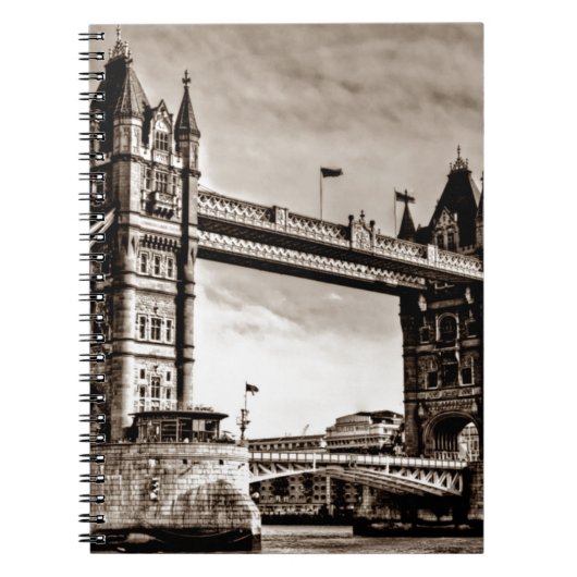  Sepia London Tower Bridge Notitieboek (Voorkant)