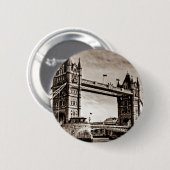  Sepia London Tower Bridge Ronde Button 5,7 Cm (Voorkant /achterkant)