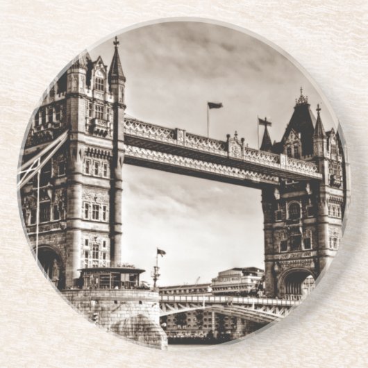  Sepia London Tower Bridge Zandsteen Onderzetter (Voorkant)