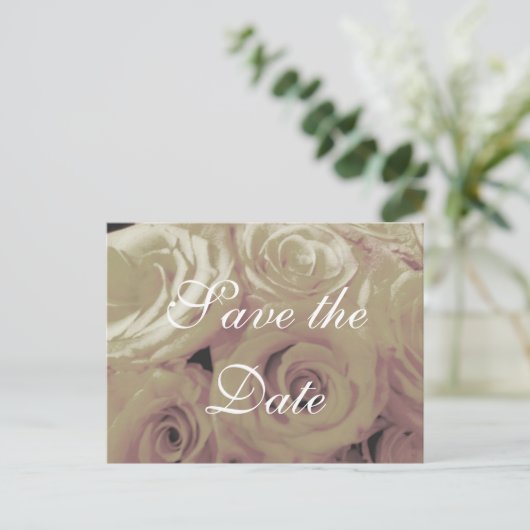 Sepia -look Rozen Save-the-date briefkaart (Staand voorkant)