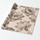 Sepia Lotus-inpakpapier Cadeaupapier (Uitgerold)