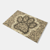 Sepia Low Poly Dog Paw Print Deurmat (Schuin)