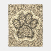 Sepia Low Poly Dog Paw Print Fleece Deken (Voorkant)