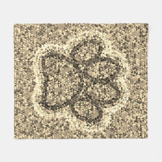 Sepia Low Poly Dog Paw Print Fleece Deken (Voorkant (Horizontaal))