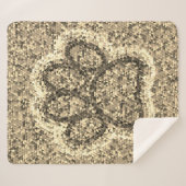 Sepia Low Poly Dog Paw Print Sherpa Deken (Voorkant (horizontaal))