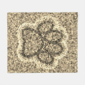 Sepia Low Poly Hondenpootafdruk Fleece Deken (Voorkant (Horizontaal))