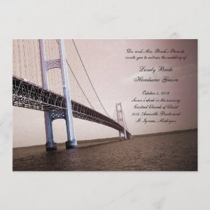 Sepia Mackinac Bridge Weddenschap Kaart