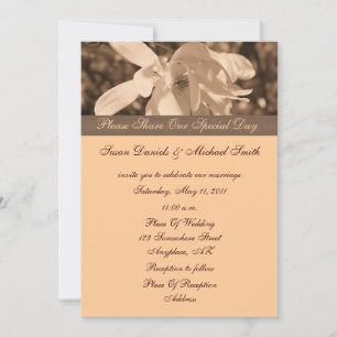 Sepia Magnolia Flower Wedding Invitation Kaart