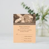 Sepia Magnolia Flower Wedding Response RSVP-kaart RSVP Kaartje (Staand voorkant)