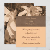 Sepia Magnolia Flower Wedding Save the Date Kaart (Voorkant / Achterkant)