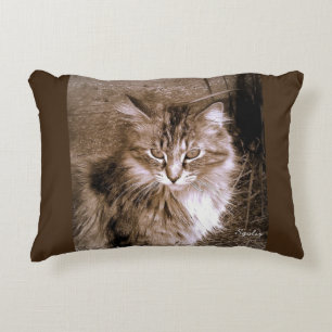 Sepia Maine Coon Cat Sierkussen Decoratief Kussen