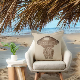 Sepia Man O Oorlog op Solid Tan Achtergrond Kussen