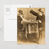 sepia Man-spelkaarten Dog Roking Pipe Briefkaart (Voorkant / Achterkant)