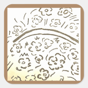 Sepia mand met handvat vierkante sticker