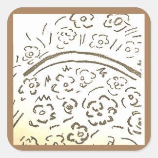 Sepia mand met handvat vierkante sticker