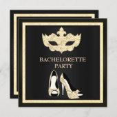 SEPIA MASK ELEGANT BACHELORETTE MASQUERADE PARTIJ KAART (Voorkant / Achterkant)