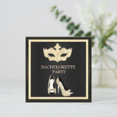 SEPIA MASK ELEGANT BACHELORETTE MASQUERADE PARTIJ KAART (Staand voorkant)