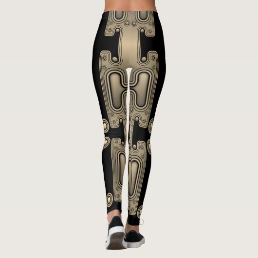 Sepia Mechanische Android Futuristische Robot Leggings (Achterkant)