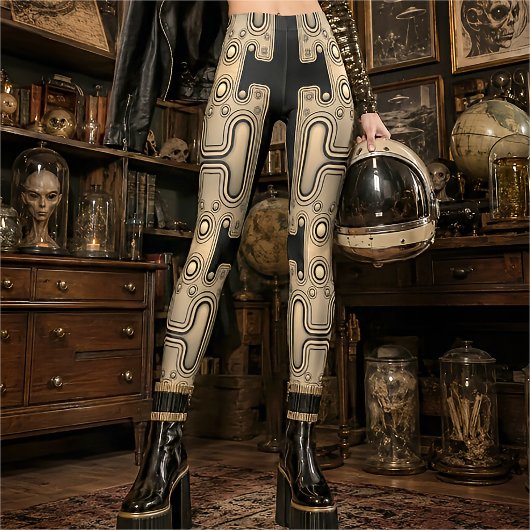 Sepia Mechanische Android Toekomst Robot Leggings