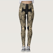Sepia Mechanische Android Toekomst Robot Leggings (Voorkant)