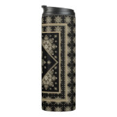 Sepia Medailles op zwarte Thermische Tumbler Thermosbeker (Geroteerd rechts)