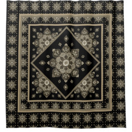 Sepia Medallions over het zwarte-schoengordijn Douchegordijn