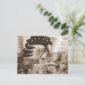 Sepia Merry-Go-Round Horse Briefkaart (Staand voorkant)
