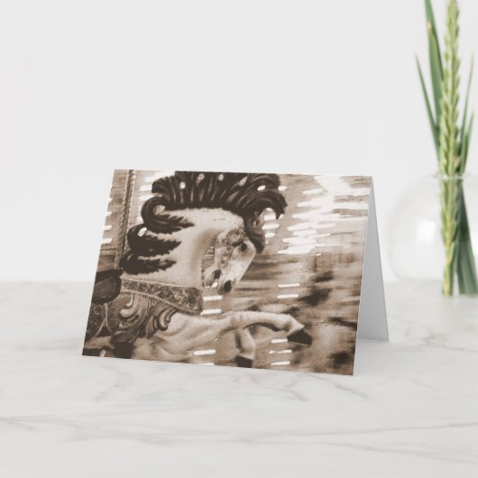 Sepia Merry Horse, Verjaardag Kaart (Voorkant)