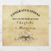  sepia met verdringing stijlvol sparkling wijnetiket (Enkel label)