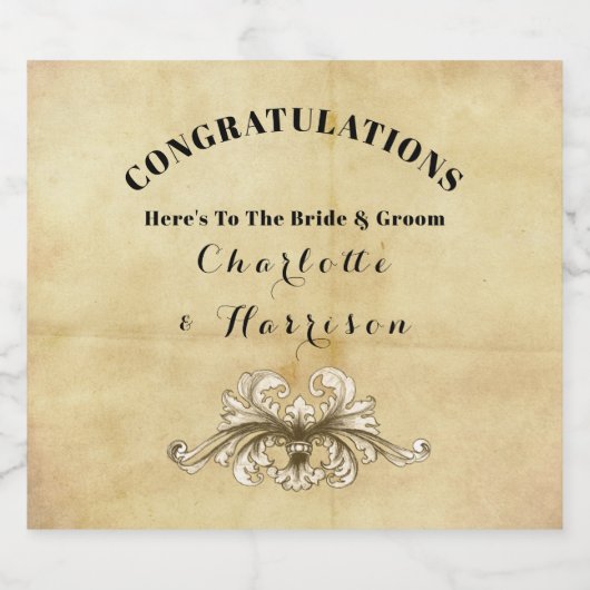  sepia met verdringing stijlvol sparkling wijnetiket (Enkel label)