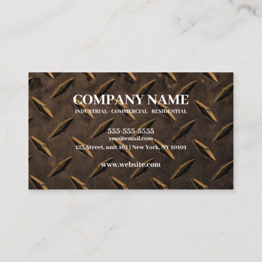 Sepia Metalen Textuur Custom Construction Worker Visitekaartje (Achterkant)