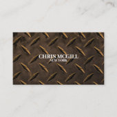 Sepia Metalen Textuur Custom Construction Worker Visitekaartje (Voorkant)