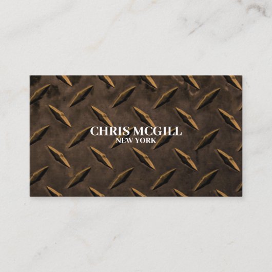 Sepia Metalen Textuur Custom Construction Worker Visitekaartje (Voorkant)