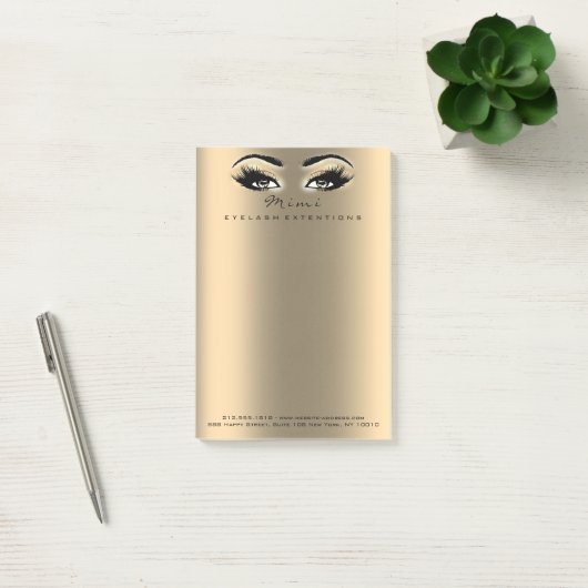 Sepia Metallic Makeup Naam Web Telefoonnummer Post-it® Notes (Kantoor)