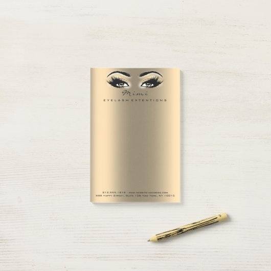Sepia Metallic Makeup Naam Web Telefoonnummer Post-it® Notes (Op bureau)