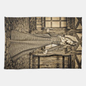 Sepia Middeleeuwse Prinses Renaissance Kunst Theedoek (Horizontaal)