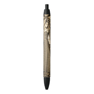 Sepia Middeleeuwse Prinses Renaissance Kunst Zwarte Inkt Pen