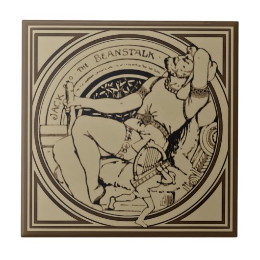 Sepia Minton Jack & Beanstalk Fairy Tale Tile Tegeltje (Voorkant)