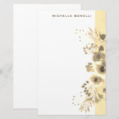 Sepia Modern Minimalistisch Professioneel Bloem Briefpapier (Voorkant / Achterkant)