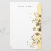 Sepia Moderne minimalistische professionele bloem Briefpapier (Voorkant / Achterkant)