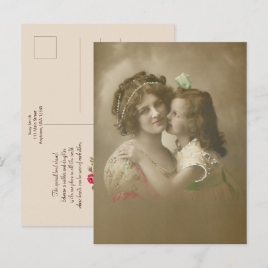 Sepia Moeder en Dochter Foto Feestdagenkaart (Voorkant / Achterkant)