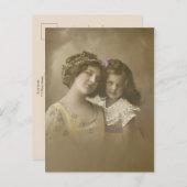  Sepia Moeder en Dochteraarportret Feestdagenkaart (Voorkant / Achterkant)