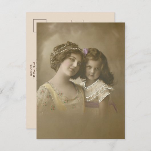  Sepia Moeder en Dochteraarportret Feestdagenkaart (Voorkant / Achterkant)