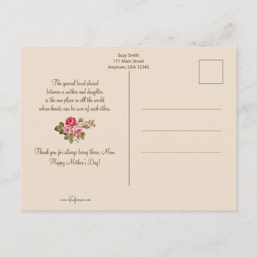 Sepia Moeder en Dochteraarportret Feestdagenkaart (Achterkant)