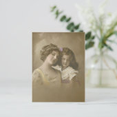  Sepia Moeder en Dochteraarportret Feestdagenkaart (Staand voorkant)