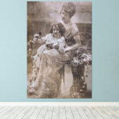  Sepia moeder en kind portret Canvas Afdruk (Insitu (Houten vloer))
