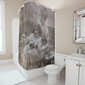  Sepia moeder en kind portret Douchegordijn (In situ)